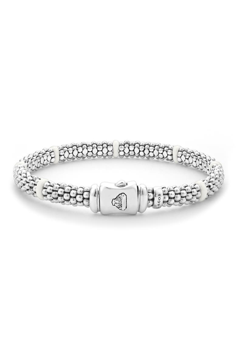 White Caviar Ceramic Station Bracelet, Alternate, color, WHITE