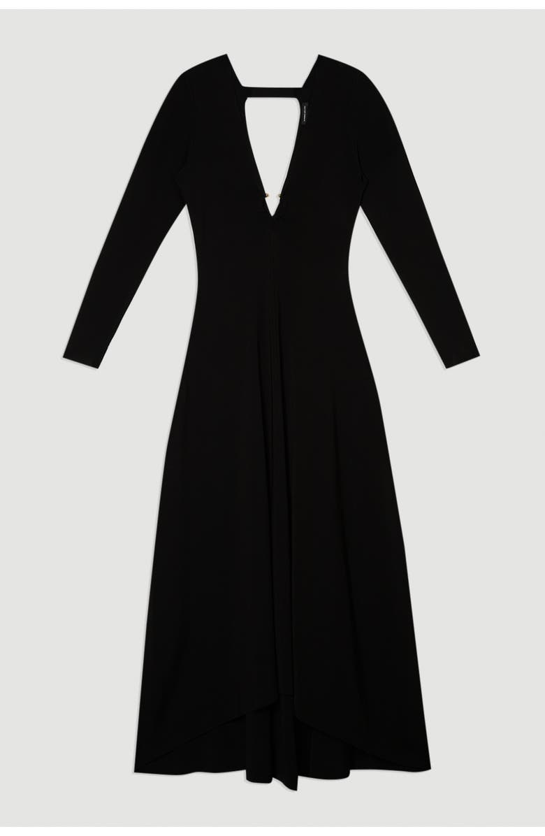 Karen Millen Keyring Detail Long Sleeve Knit Dress, Alternate, color, Black