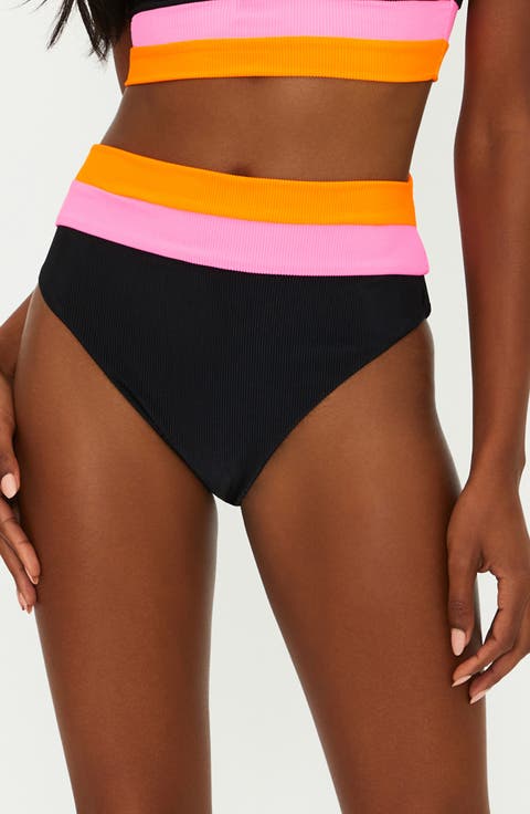 Heidi Colorblock High Waist Bikini Bottoms