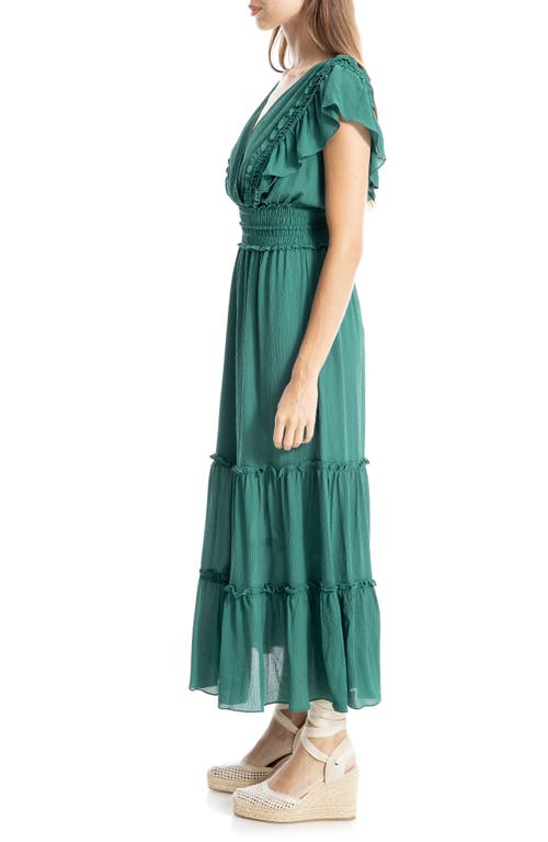 MAX STUDIO MAX STUDIO PEBBLE CREPE FLUTTER SLEEVE MAXI DRESS 