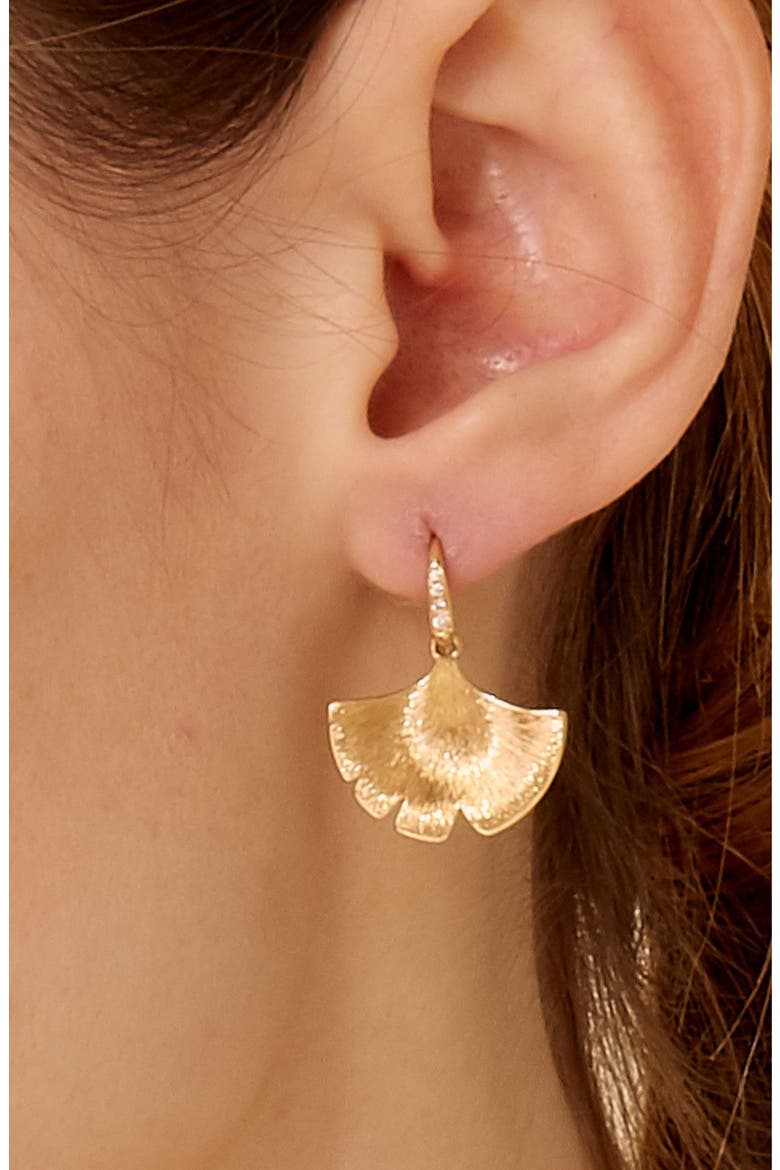 Gingko Earrings, Alternate, color, Satin Gold