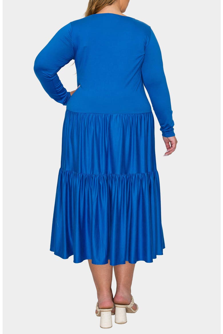 Eliana Long Sleeve Tiered Midi Dress, Alternate, color, ROYAL