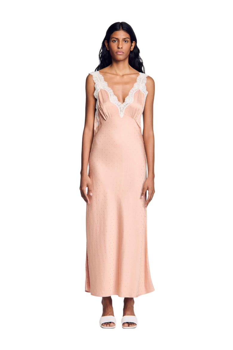 Rhinestone lingerie-style dress, Main, color, Nude