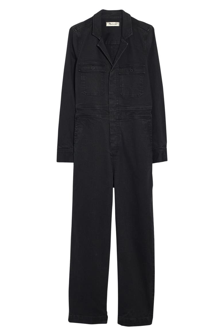 Garment Dyed Denim Slim Coverall Jumpsuit, Alternate, color, CLASSIC BLACK