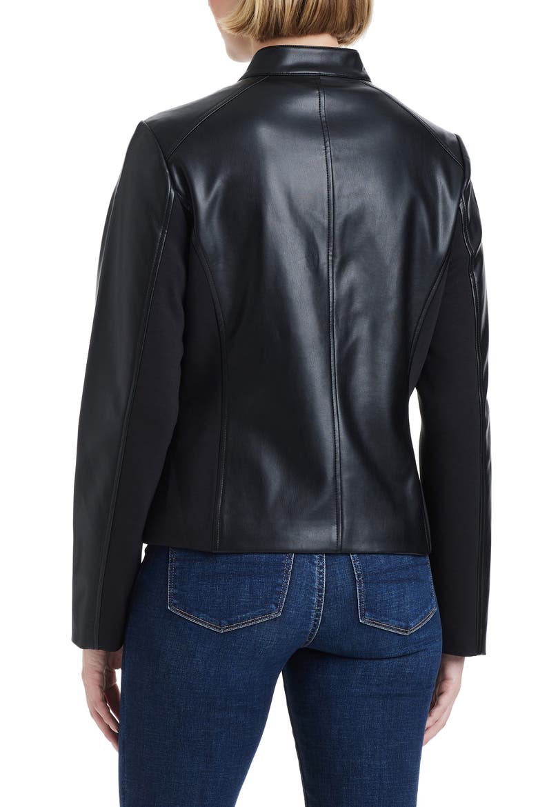 Faux Leather Jacket, Alternate, color, BLACK