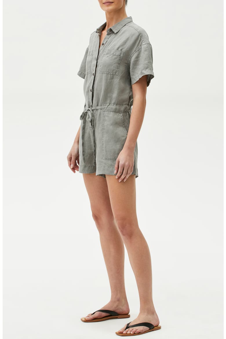 Nadine Linen Romper, Alternate, color, GALVANIZED