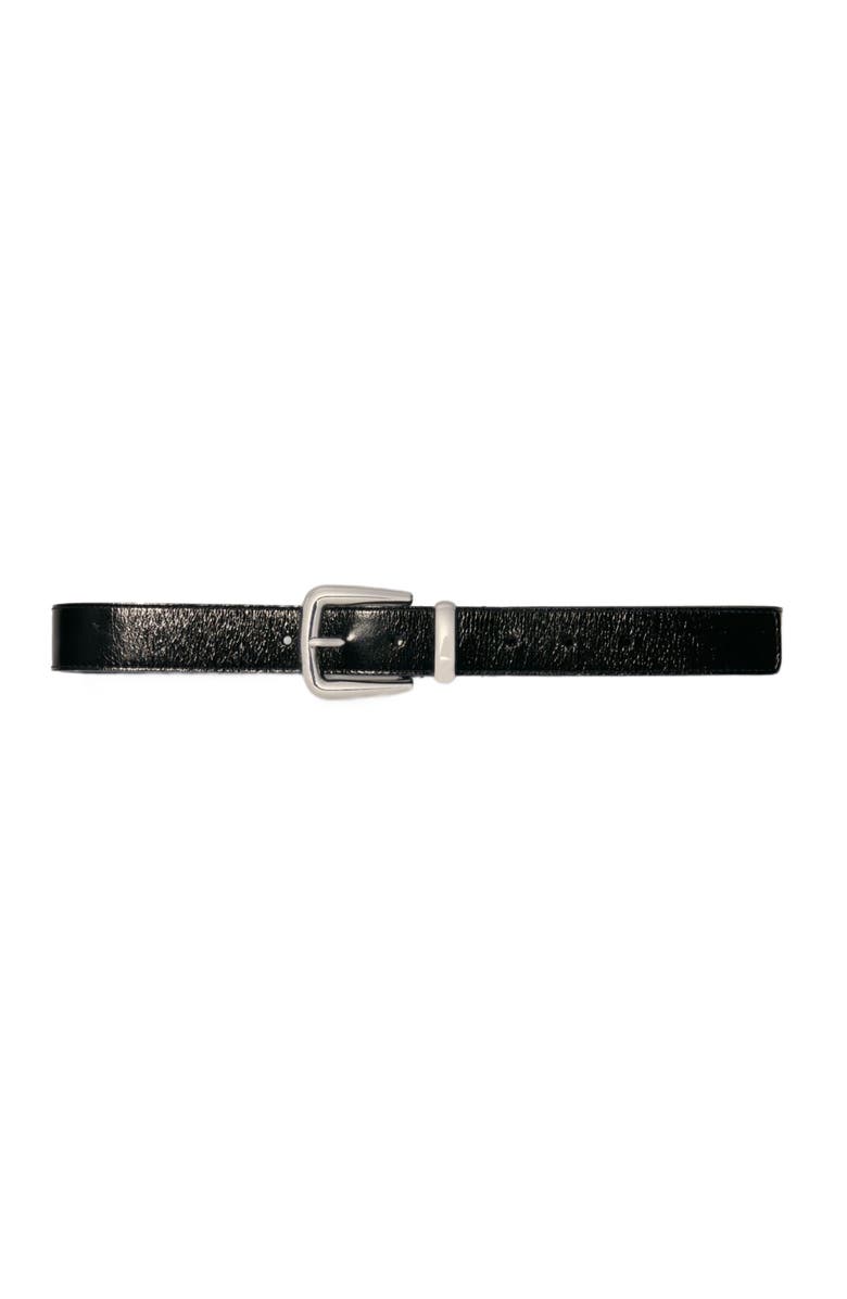maje Leather belt with square buckle, Main, color, Black