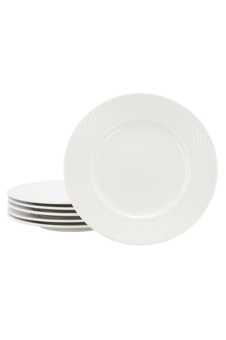 Ophelia 6 Piece Stoneware Dinner Plate Set in White, Main, color, White