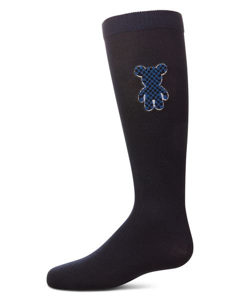 Boxed Bear Patch Knee High Socks (Little Kid & Big Kid)