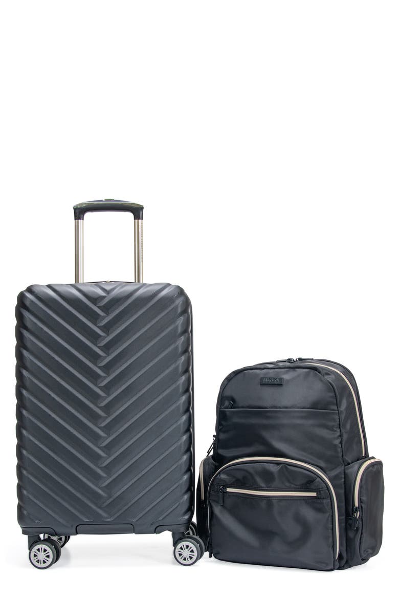 Madison Sophie 2-Piece Hardside Carry-On Luggage & Backpack Set, Main, color, BLACK