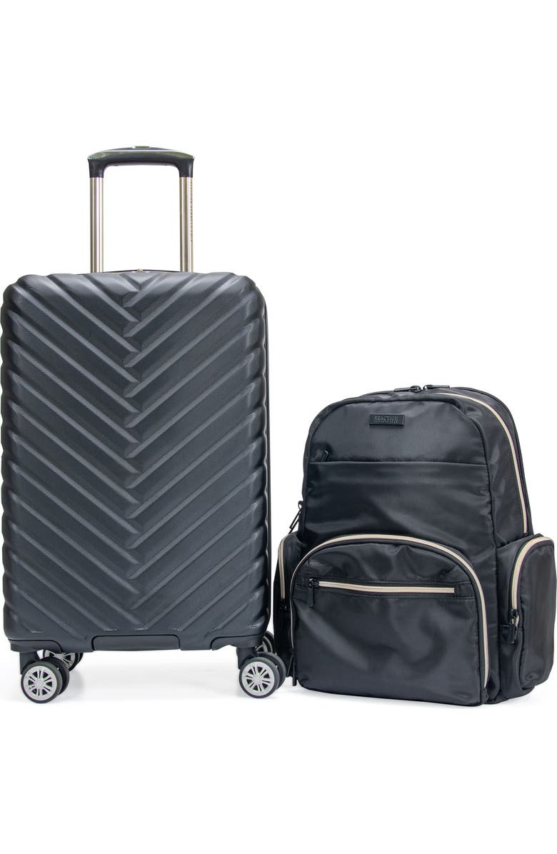 Kenneth Cole Madison Sophie 2-Piece Hardside Carry-On Luggage & Backpack Set, Main, color, Black