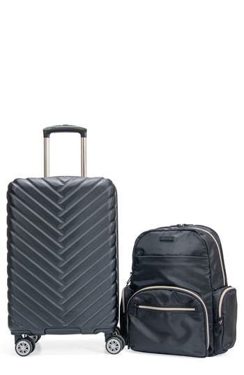 Kenneth Cole Madison Sophie 2-piece Hardside Carry-on Luggage & Backpack Set In Black