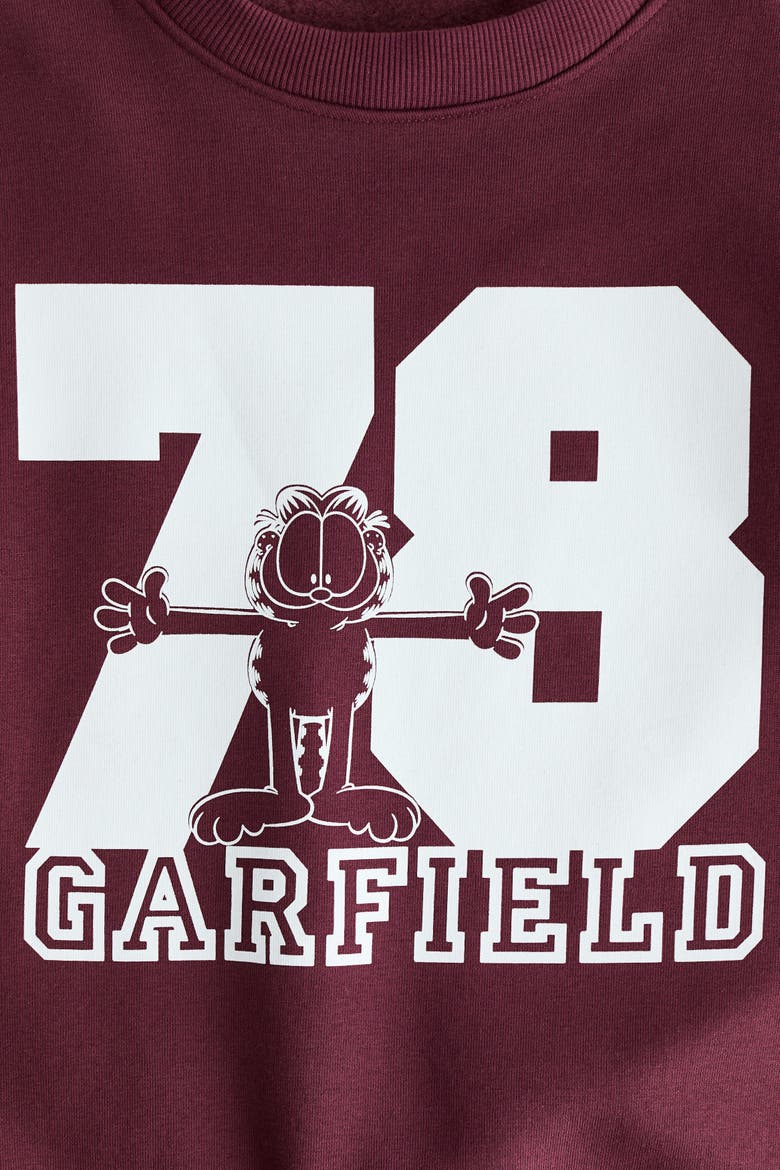 Printed Sweatshirt, Alternate, color, Dark red/Garfield