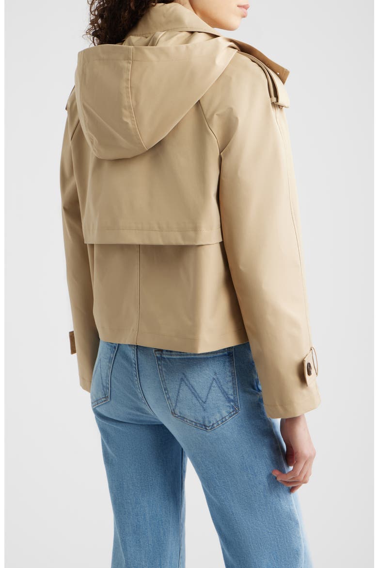 Crop Trench Coat with Removable Hood, Alternate, color, KHAKI
