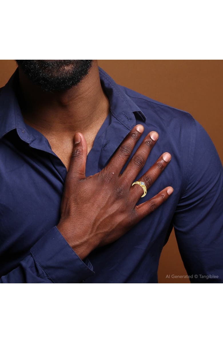 Bliss Diamond Men's 3/8Ct Princess Cut Diamond Bezel Polished Wedding Ring 14k Gold Lab Grown, Alternate, color, 