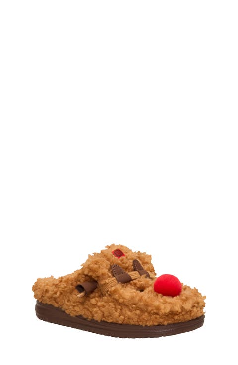 Kids' Wally Faux Fur Reindeer Slipper