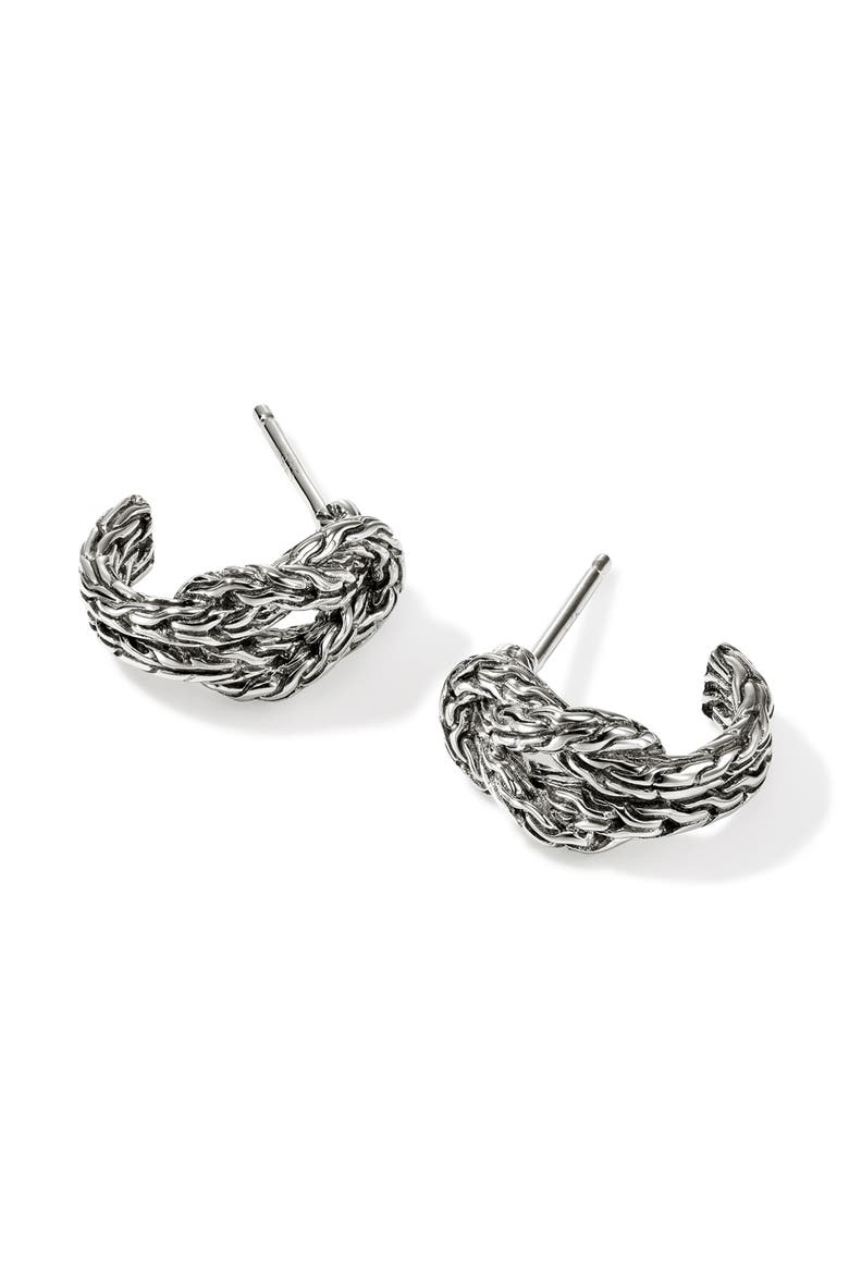 Love Knot Hoop Earrings, 9mm, Alternate, color, SILVER