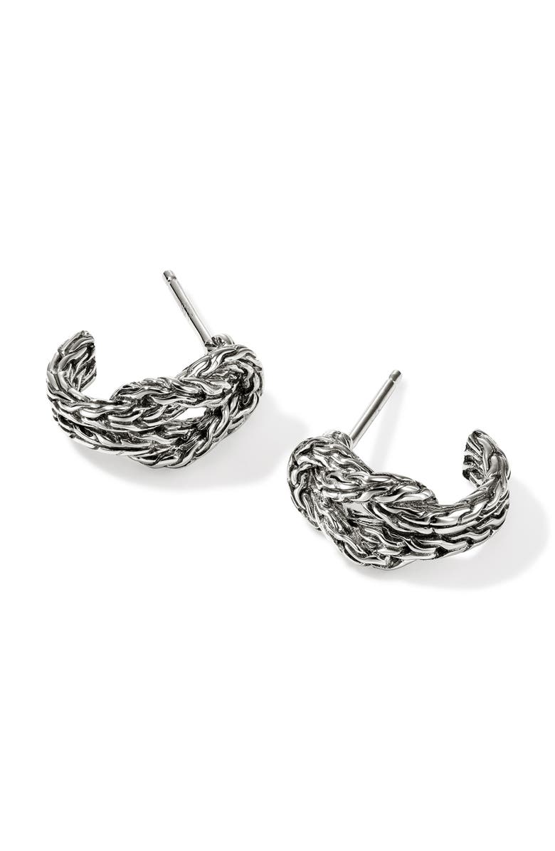 John Hardy Love Knot Hoop Earrings, 9mm, Alternate, color, Silver