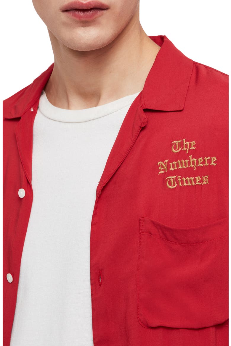 The Nowhere Times Slim Fit Camp Shirt, Alternate, color, FLASH RED