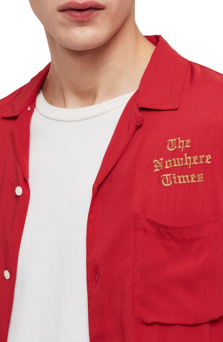 AllSaints The Nowhere Times Slim Fit Camp Shirt, Alternate, color, 