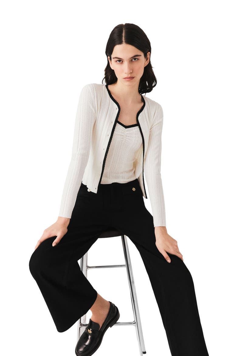 Pointelle knit twinset, Alternate, color, White