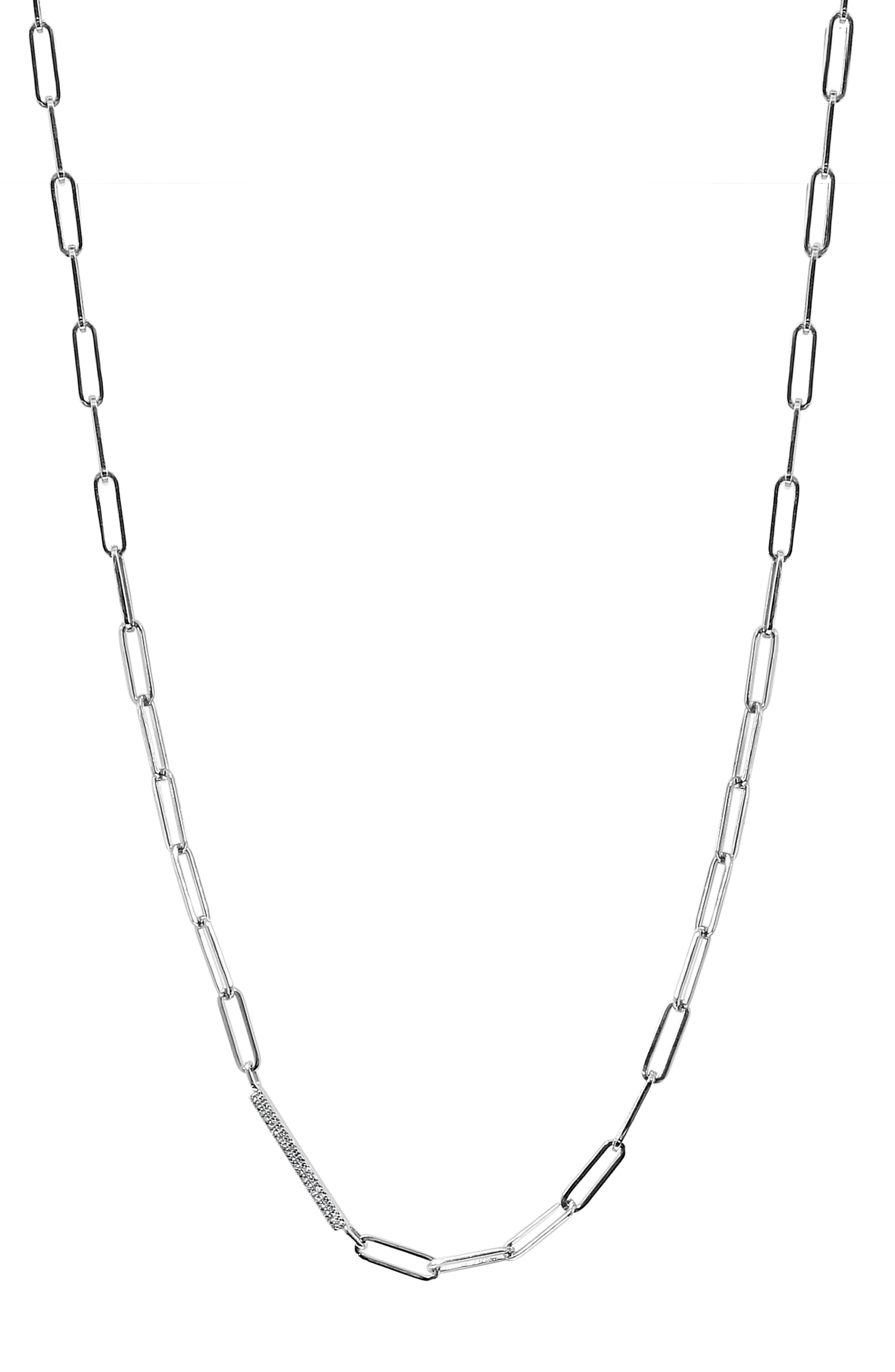 Diamond Sterling Silver Paperclip Chain Necklace
