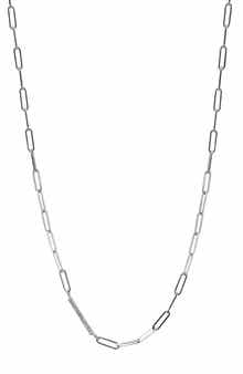 Diamond Sterling Silver Paperclip Chain Necklace