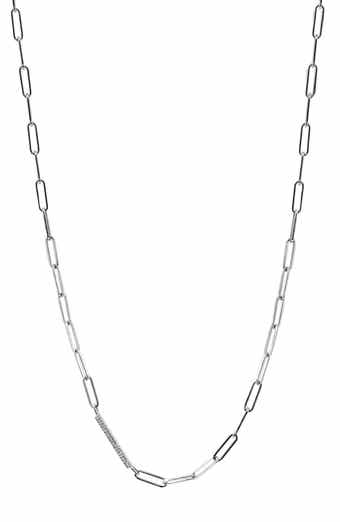 Diamond Sterling Silver Paperclip Chain Necklace