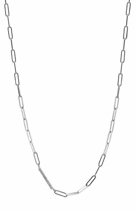 Diamond Sterling Silver Paperclip Chain Necklace