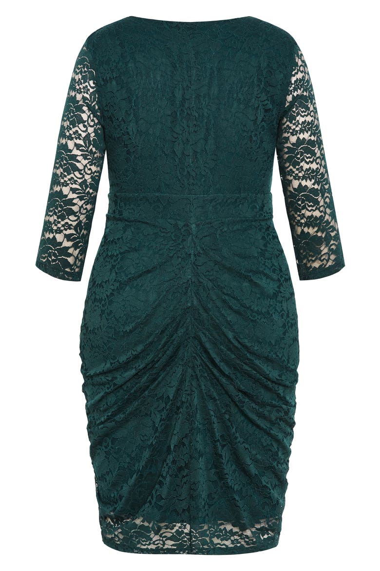 Aleena Exposed Zip Front Lace Cocktail Dress, Alternate, color, EMERALD