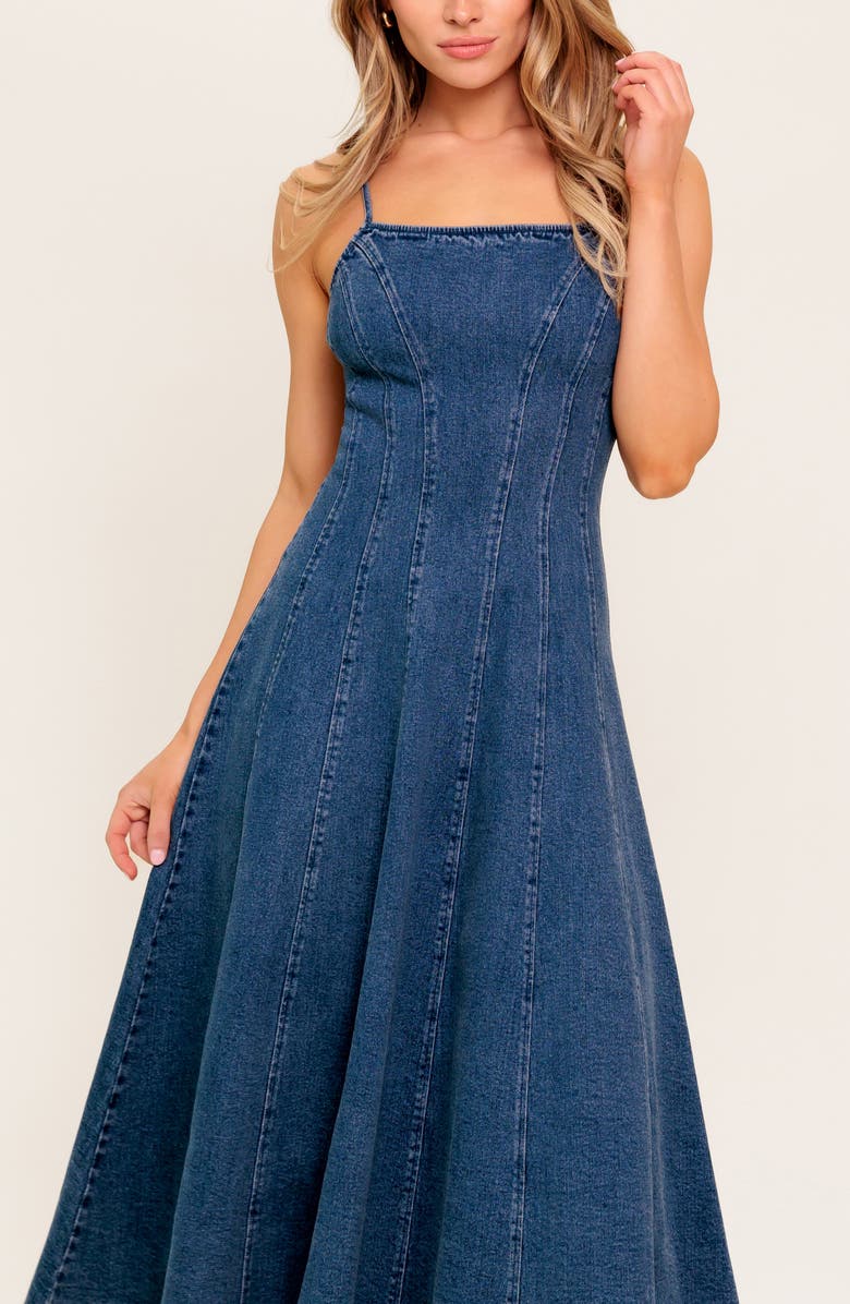 FLYING TOMATO Denim Midi Dress, Alternate, color,