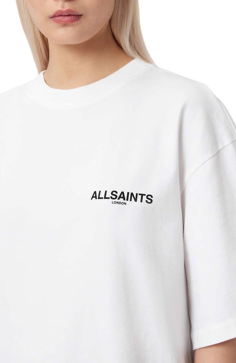 AllSaints Swoop Amelie Oversize Cotton Graphic T-Shirt, Alternate, color, Optic White