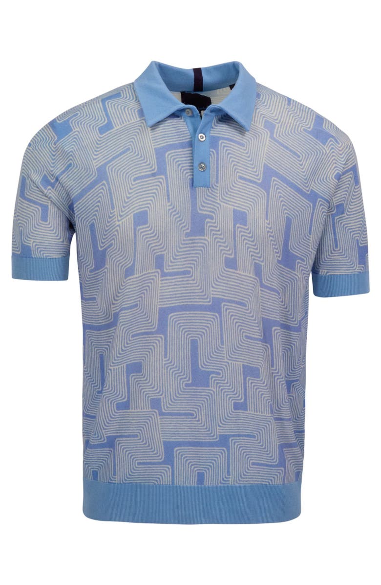 Lords of Harlech Inter Twine Mens Merino Silk Cashmere Polo, Main, color, Inter Twine Blue