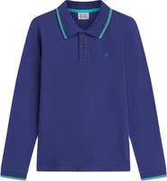 Scotch & Soda Kids' Regular Fit Tipped Embroidered Logo Long Sleeve Polo