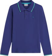 Scotch & Soda Kids' Regular Fit Tipped Embroidered Logo Long Sleeve Polo