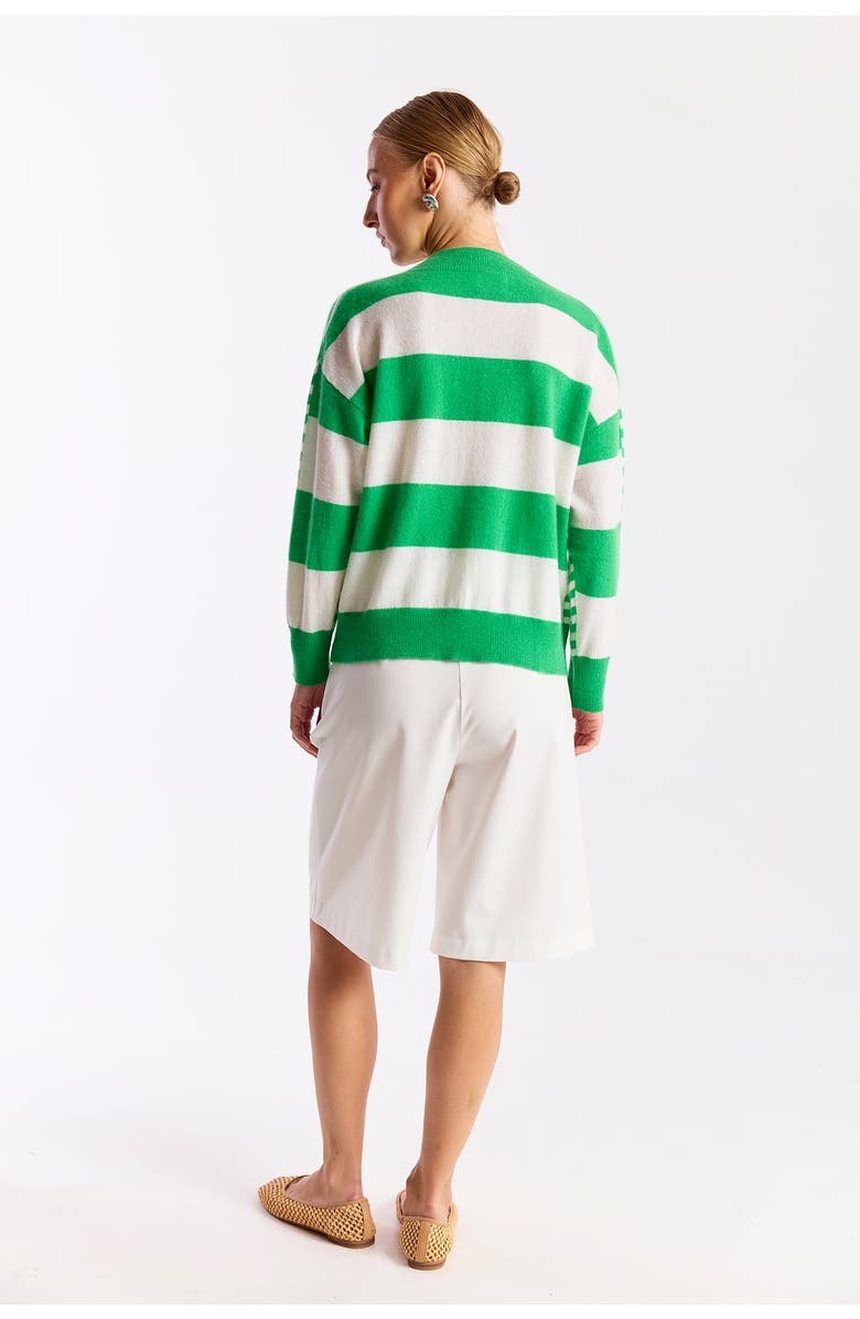 Brodie Pure Cashmere Beach Stripe 100% Cashmere Cardigan, Alternate, color, Spring Green