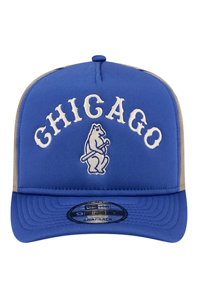 Men's New Era Royal Chicago Cubs Vintage Arched Foam Front 9FIFTY A-Frame Adjustable Trucker Hat, Alternate, color, Royal
