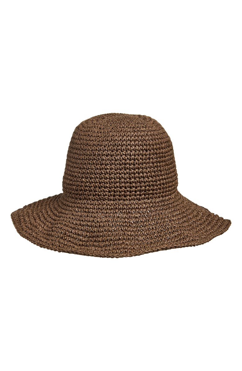 Faherty Floppy Straw Sun Hat, Main, color, Chocolate