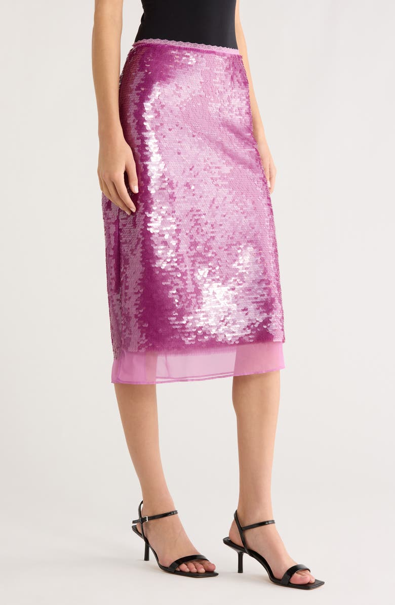 ASTR the Label Sequin Midi Skirt, Alternate, color, Lilac