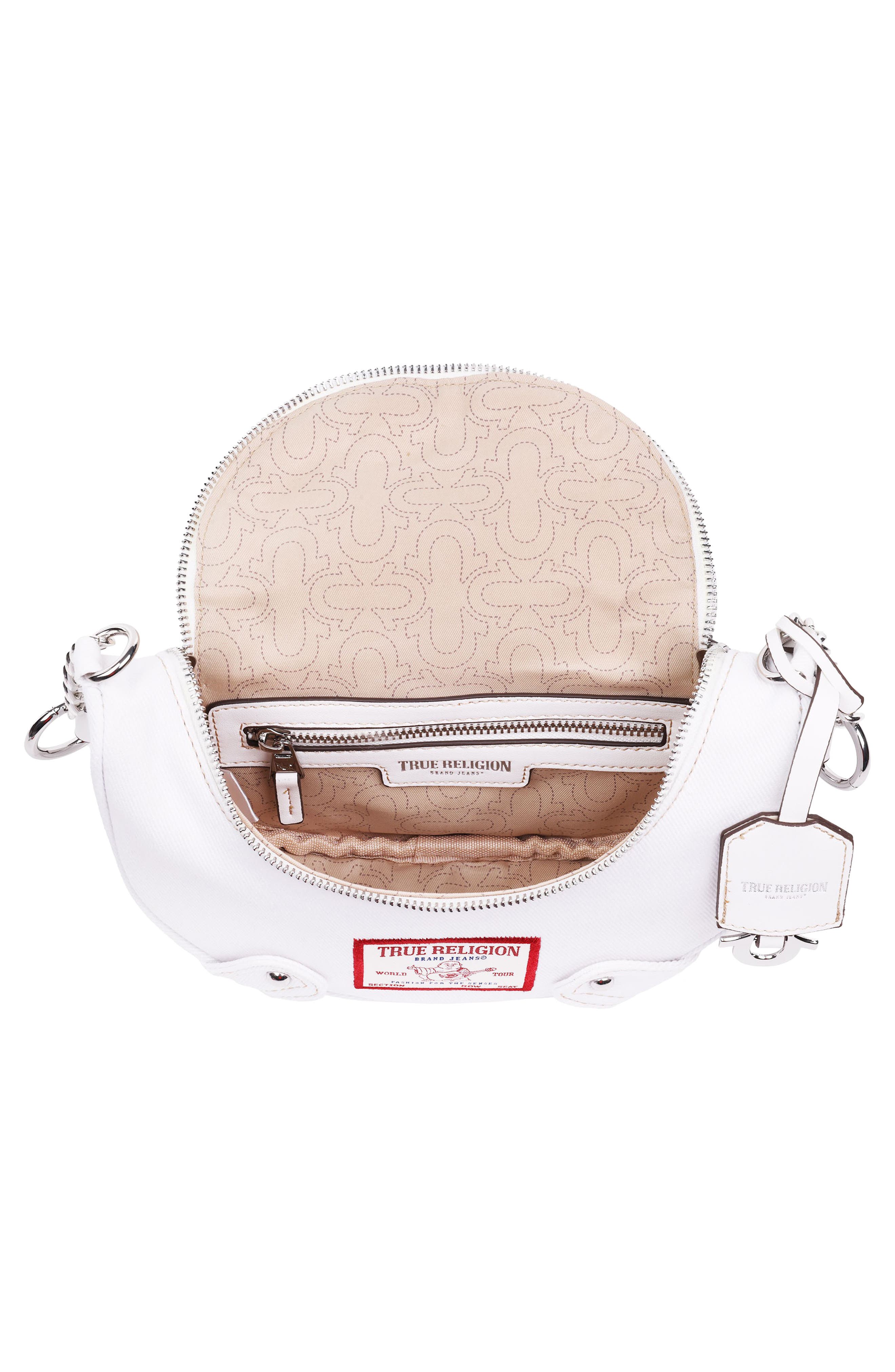 Chain Handle Denim Hobo, Alternate, color, WHITE