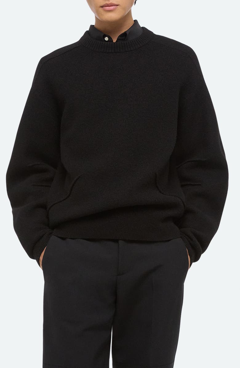 Helmut Lang Boiled Merino Wool Crewneck Sweater, Main, color, Black - 001