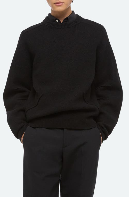 Helmut Lang Boiled Merino Wool Crewneck Sweater In Black