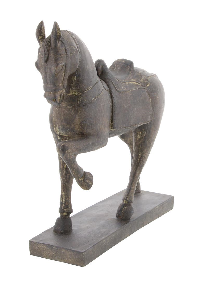 Traditional Resin Prancing Horse Sculpture, Alternate, color, BROWN