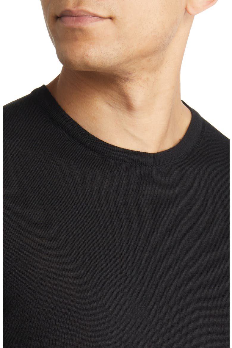 Fine Gauge Merino Wool Crewneck Sweater, Alternate, color, BLACK