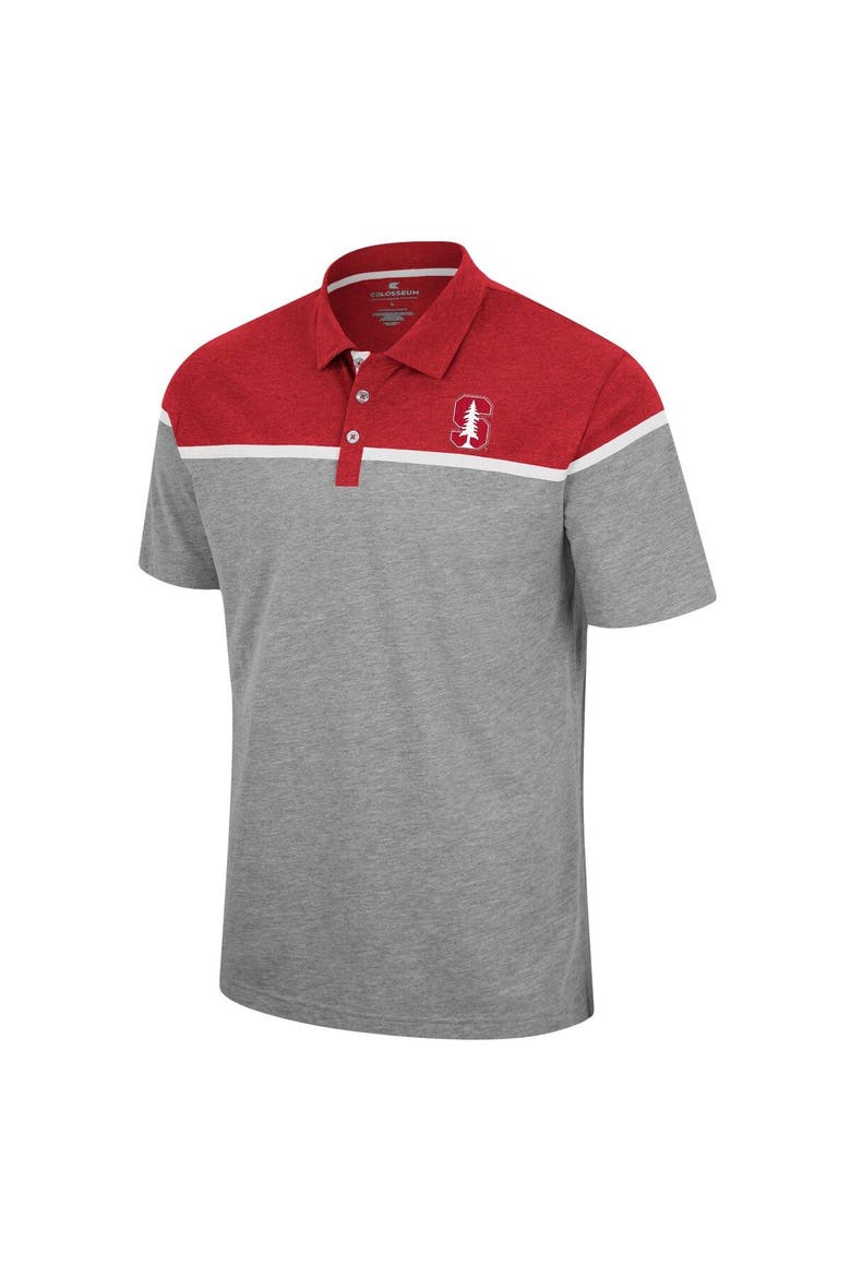 Men's Colosseum Heather Gray Stanford Cardinal Chamberlain Polo, Alternate, color, Heather Gray
