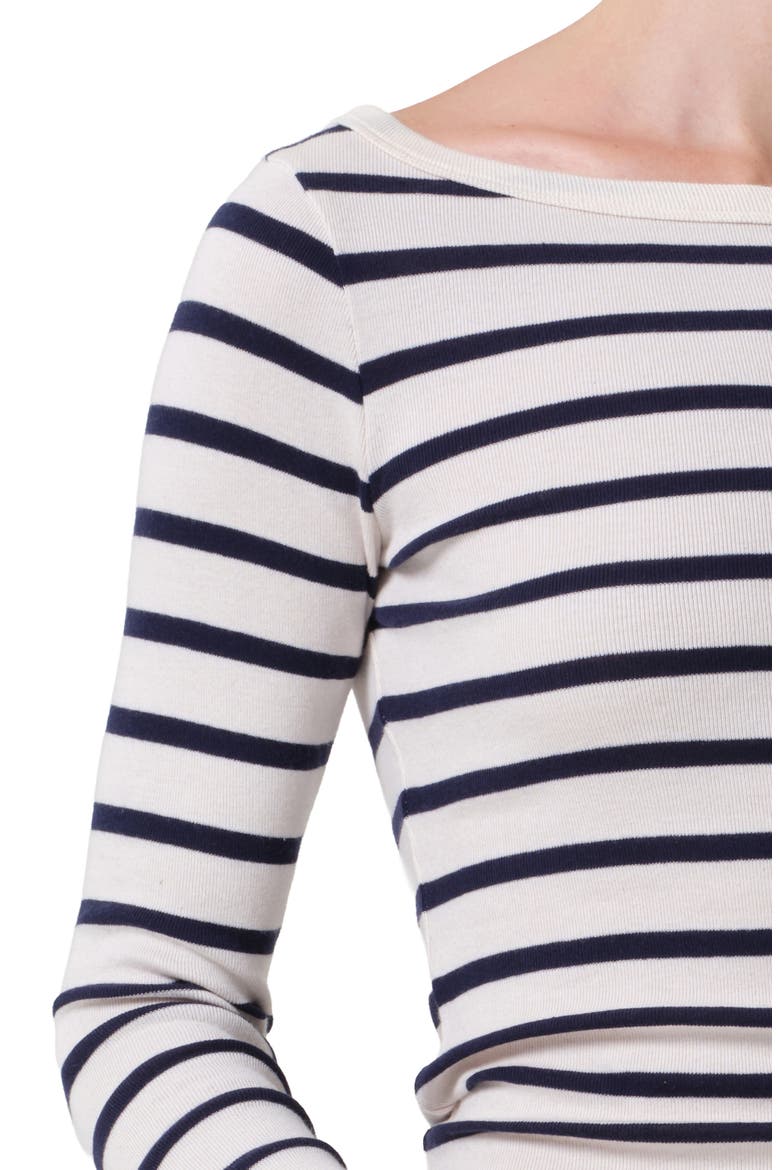 Stripe Boat Neck Long Sleeve Rib T-Shirt, Alternate, color, AZURE STRIPE