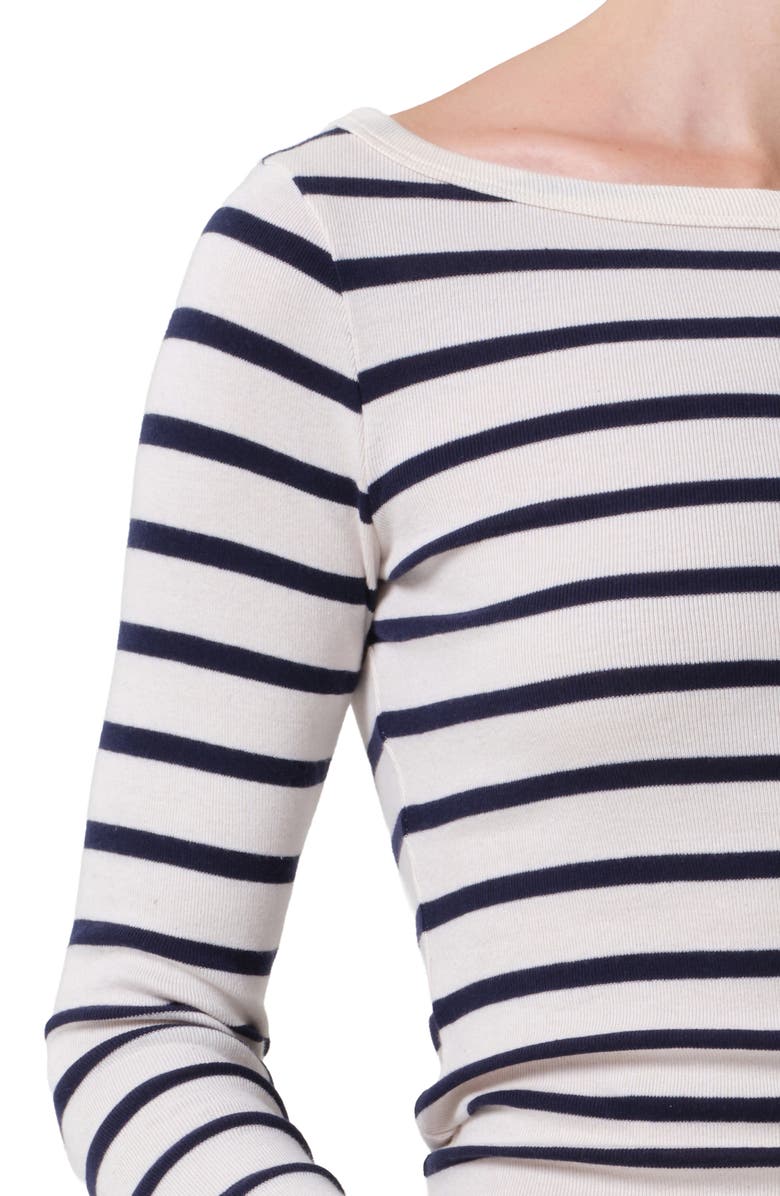 Citizens of Humanity Stripe Boat Neck Long Sleeve Rib T-Shirt, Alternate, color, Azure Stripe