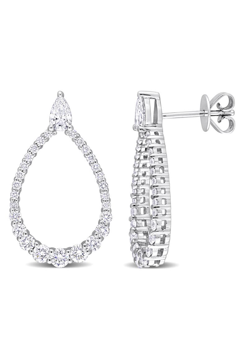 Lab-Grown Diamond Open Teardrop Earrings 14k, Main, color, White Gold