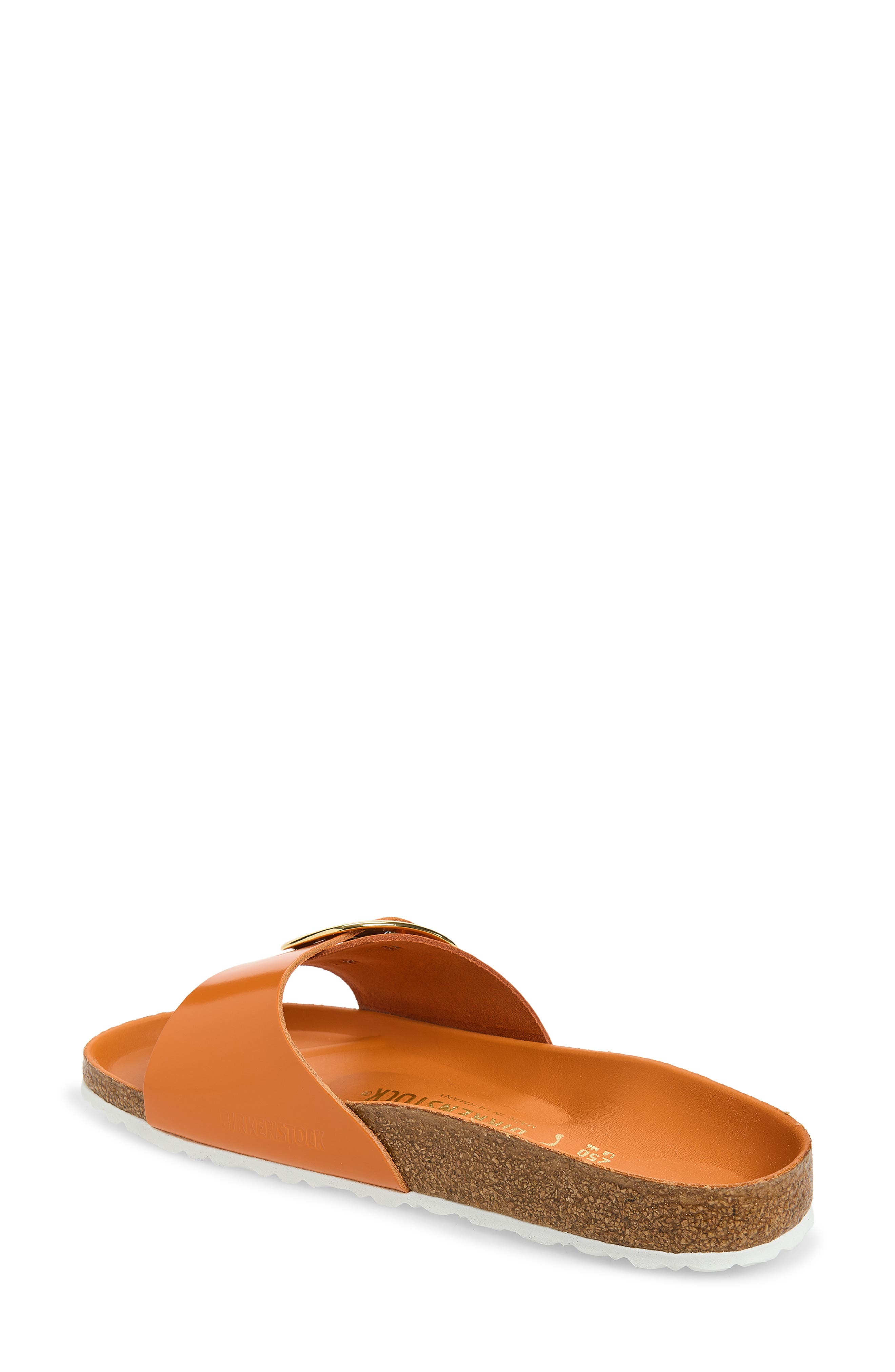 Madrid Big Buckle Slide Sandal, Alternate, color, KURKUMA HIGH SHINE
