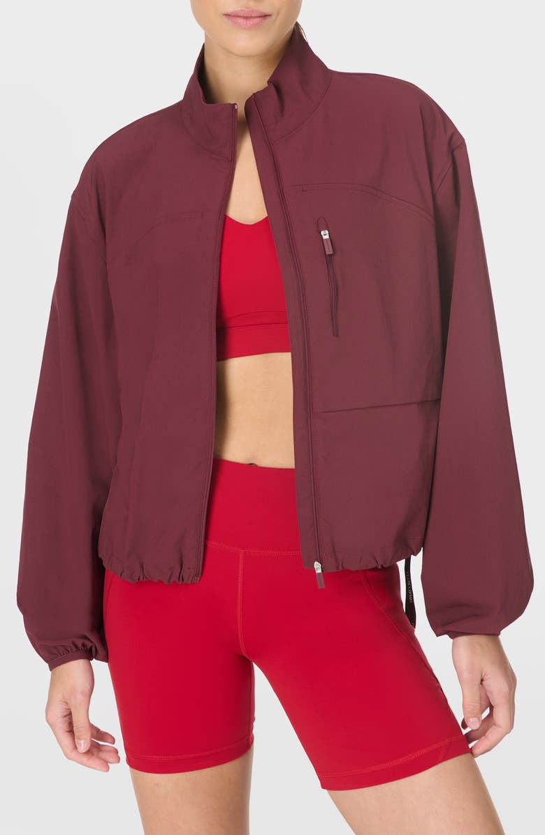 Sweaty Betty Water Resistant Training Jacket, Main, color, Garnet Red